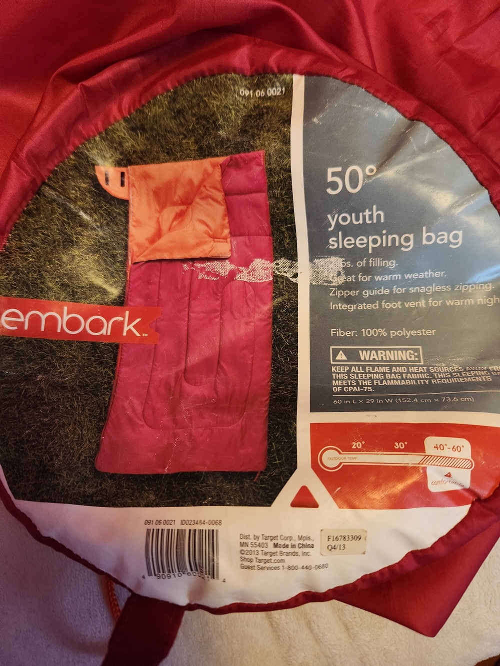 Embark Youth Sleeping Bag in Pink and Orange